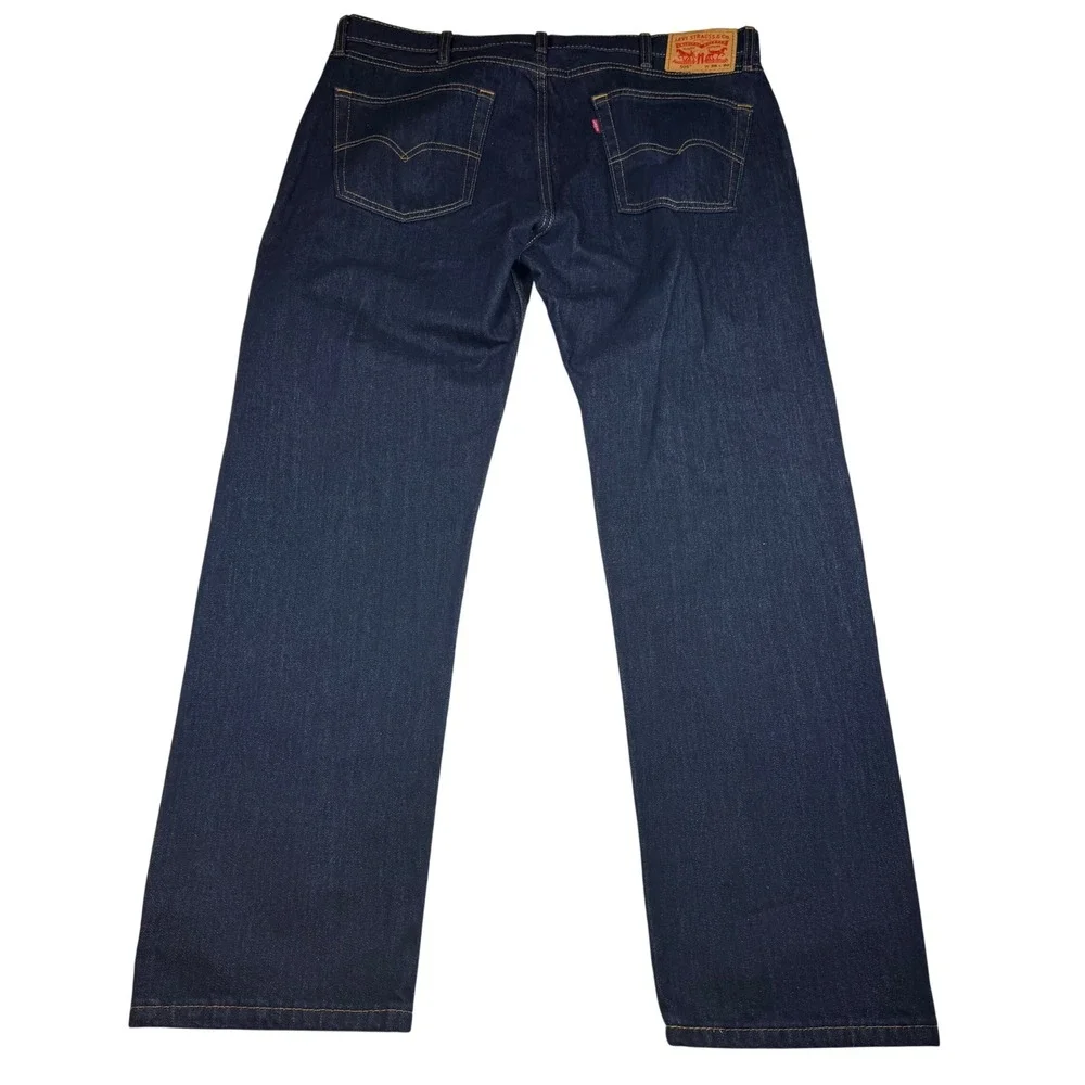 Levis 505 Regular Fit Jeans Mens 38x30 Dark Indigo Blue Denim Straight Leg Pants